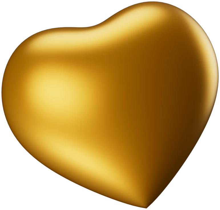 Coração dourado, elemento visual da marca TopX